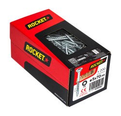 Vis Rocket tête fraisée étoile acier zingué, filetage partiel Ø 5 x L 70/45 mm - Boîte de 200