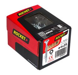 Vis Rocket tête fraisée étoile acier zingué, filetage total Ø 4 x L 25 mm - Boîte de 500