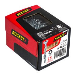 Schraube Holz Rakete Senkkopf Stern Verzinkter Stahl, Vollgewinde - Box mit 500