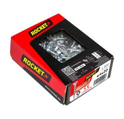 Vis Rocket tête fraisée étoile acier zingué, filetage total Ø 4 x L 20 mm - Boîte de 500