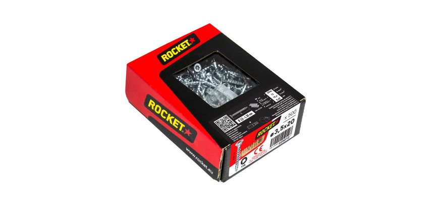Vis Rocket tête fraisée étoile acier zingué, filetage total Ø 3,5 x L 20 mm - Boîte de 500