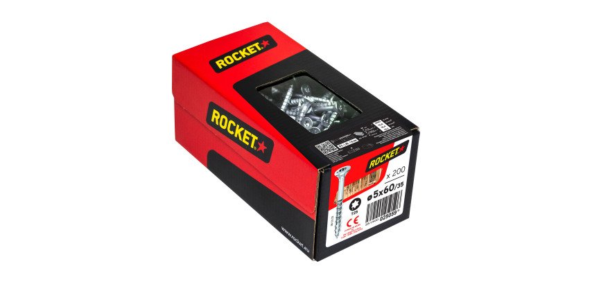Vis Rocket tête fraisée étoile acier zingué, filetage partiel Ø 5 x L 60/35 mm - Boîte de 200