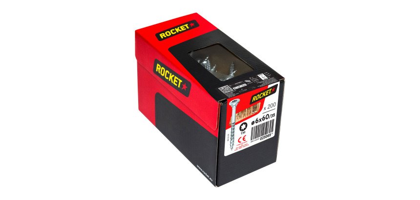 Vis Rocket tête fraisée étoile acier zingué, filetage partiel Ø 6 x L 60/35 mm - Boîte de 200