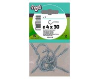 Screw-in hook zinc-plated steel Ø 4 x L 30 mm - Pack of 6