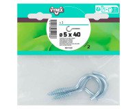 Hook with galvanized steel screw Ø 5 x L 40 mm - Pack of 3