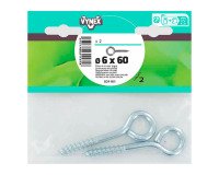 Piton à vis acier zingué Ø 6 x L 60 mm - Sachet de 2