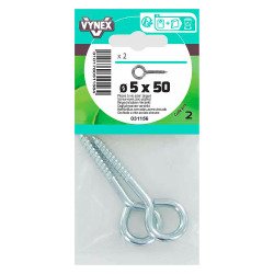 Piton à vis acier zingué Ø 5 x L 50 mm - Sachet de 2
