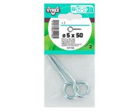 Piton à vis acier zingué Ø 5 x L 50 mm - Sachet de 2