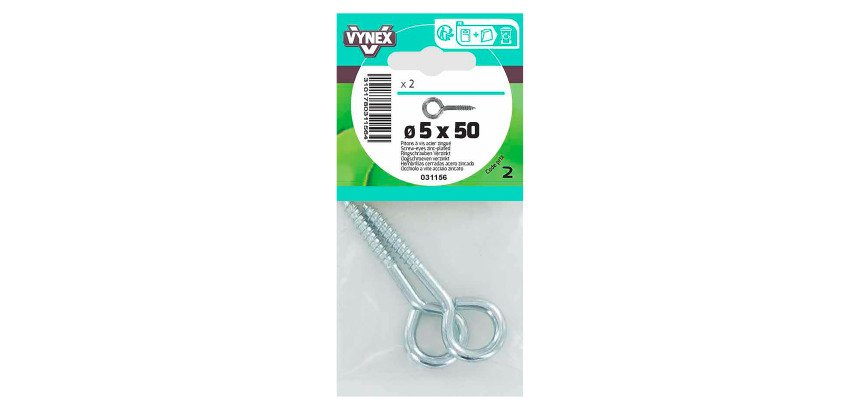 Piton à vis acier zingué Ø 5 x L 50 mm - Sachet de 2