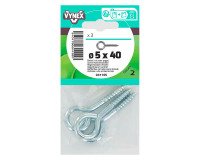Piton à vis acier zingué Ø 5 x L 40 mm - Sachet de 3