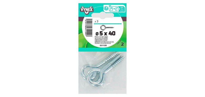 Piton à vis acier zingué Ø 5 x L 40 mm - Sachet de 3