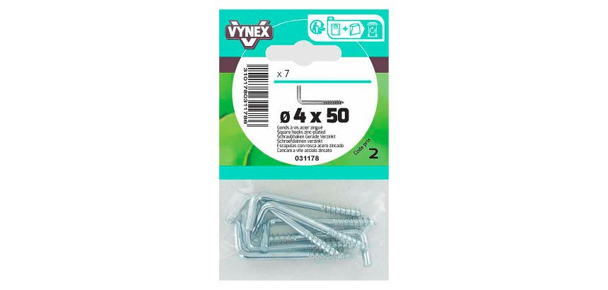 Gond à vis acier zingué Ø 4 x 50 mm - Sachet de 7