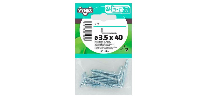 Gond à vis acier zingué Ø 3,5 x 40 mm - Sachet de 9