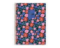 Agendas 18 meses Semana Vista Dark Flora 2025-2026 Miquelrius