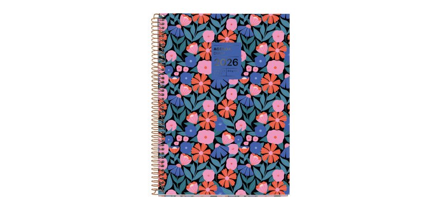 Agendas 18 meses Semana Vista Dark Flora 2025-2026 Miquelrius