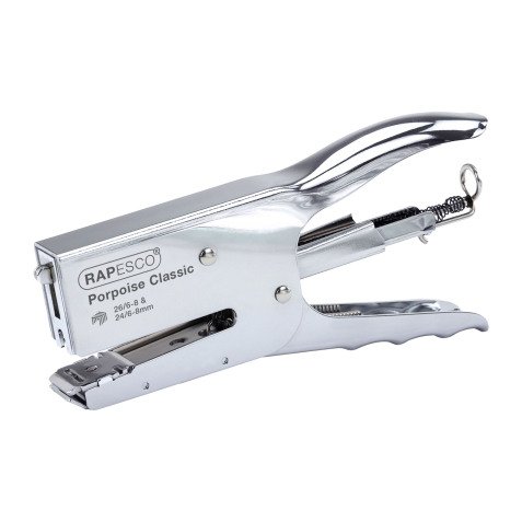 Agrafeuse pince Rapesco Porpoise - agrafes 24/6, 24/8, 26/6 ou 26/8 - capacité 45 feuilles