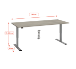 Standing desk Ecla Ergo with electric height adjustment, grey aluminum base.