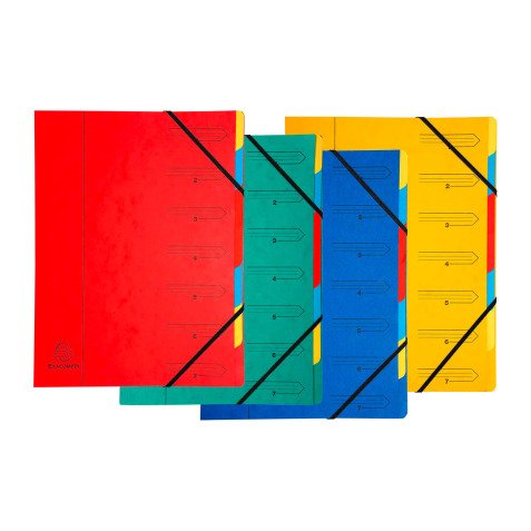 Sorteermap karton Exacompta 7 verdelingen assortiment