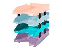 Lot van 4 Exacompta Combo Midi Aquarel brievenbakjes in assorti kleuren