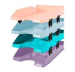 Lot van 4 Exacompta Combo Midi Aquarel brievenbakjes in assorti kleuren