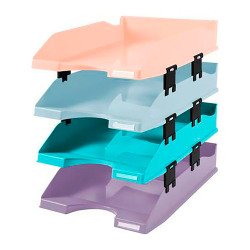 Lot de 4 corbeilles à courrier Exacompta Combo Midi Aquarel couleurs assorties