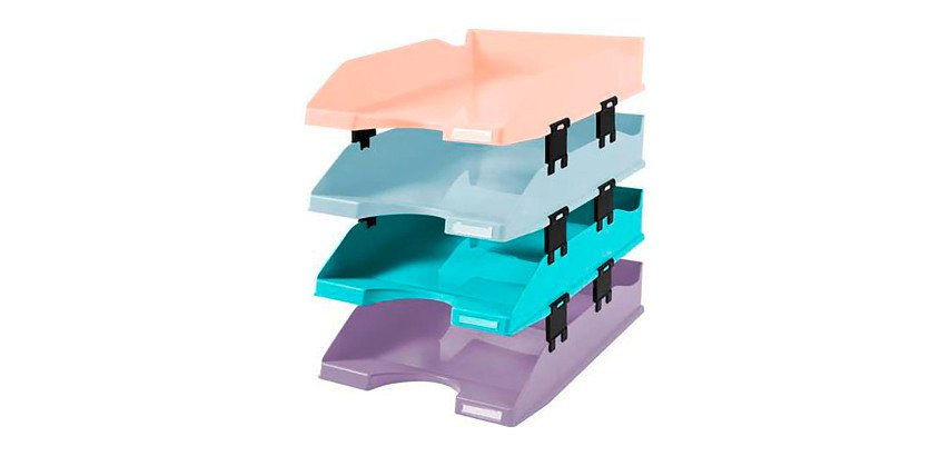 Lot de 4 corbeilles à courrier Exacompta Combo Midi Aquarel couleurs assorties