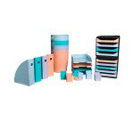 Lot de 4 corbeilles à courrier Exacompta Combo Midi Aquarel coloris pastel assortis