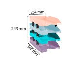 Lot de 4 corbeilles à courrier Exacompta Combo Midi Aquarel coloris pastel assortis