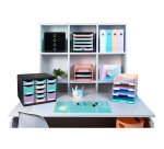 Lot de 4 corbeilles à courrier Exacompta Combo Midi Aquarel coloris pastel assortis