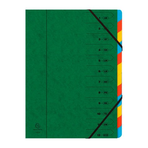 Trieur carte Exacompta 12 divisions vert
