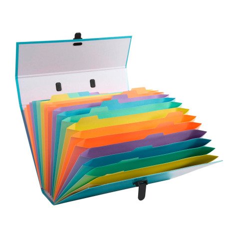 Trieur valisette à poignée Exacompta Aquarel 18 divisions couleurs assorties