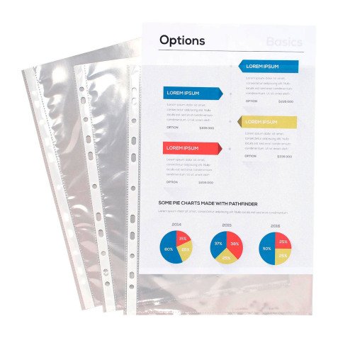 Pochettes perforées Exacompta  A4 polypropylène lisse 6/100e - Boite de 50