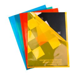 L-map plastic Exacompta Premium A4 polypropyleen 12/100e transparant, assortiment van kleuren - Pakket van 10