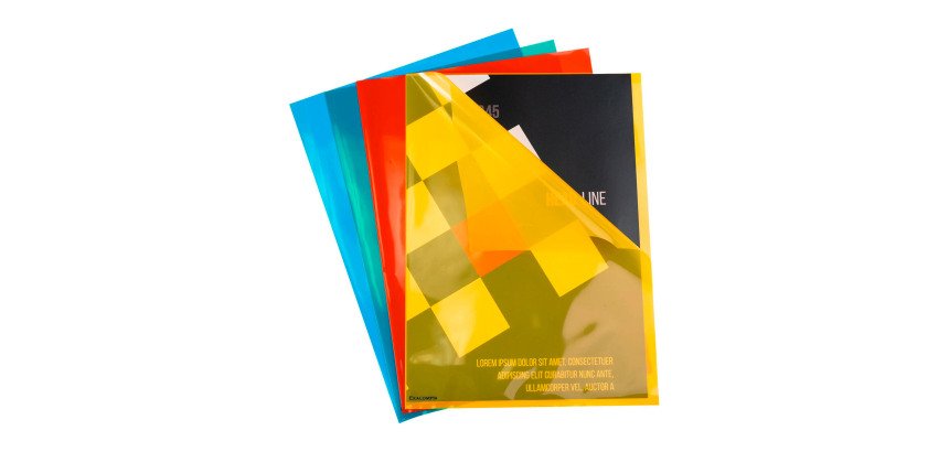 Chemise coin plastique Exacompta Premium A4 polypropylène 12/100e transparente couleurs assorties - Paquet de 10