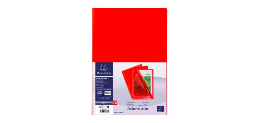 Hemdecke Ecke Kunststoff Exacompta A4 PVC 13/100 transparent - Packung mit 10
