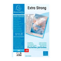 Pochettes perforées Exacompta A4 polypropylène recyclé lisse 9/100e - Boite de 50