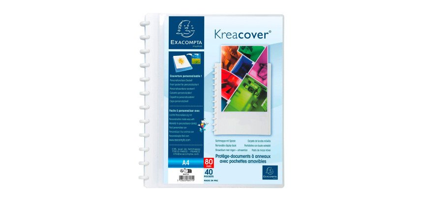 Protège-documents amovible personnalisable Exacompta Kreacover polypropylène A4 40 pochettes - 80 vues
