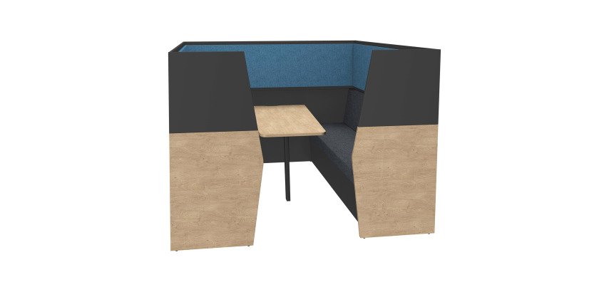 Alcôve acoustique - cabine de confidentialité Silencia 6 places L 210 x H 150 x P 170 cm avec table