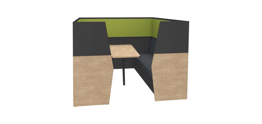 Alcôve acoustique - cabine de confidentialité Silencia 6 places L 210 x H 150 x P 170 cm avec table