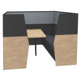 Alcôve acoustique - cabine de confidentialité Silencia 6 places L 210 x H 150 x P 170 cm avec table
