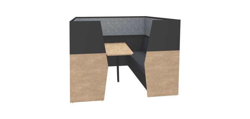 Alcôve acoustique - cabine de confidentialité Silencia 6 places L 210 x H 150 x P 170 cm avec table