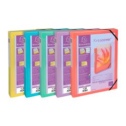 Chemise box plastique personnalisable Exacompta KREACOVER - dos de 4 cm couleurs assorties pastel