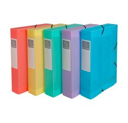 Plastic box file Exacompta Chromaline 25 x 33 cm spine 6 cm assorted pastel colors
