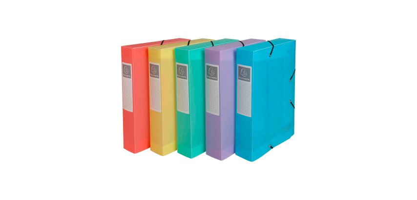 Plastic box file Exacompta Chromaline 25 x 33 cm spine 6 cm assorted pastel colors