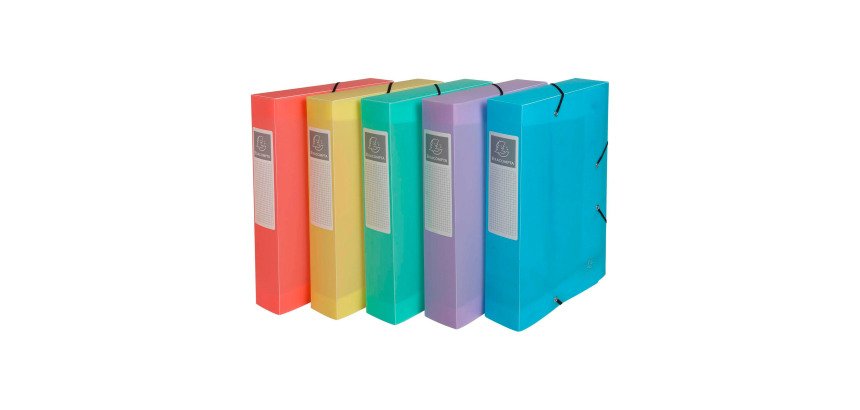 Chemise box plastique Exacompta Chromaline 25 x 33 cm dos 6 cm coloris assortis pastel