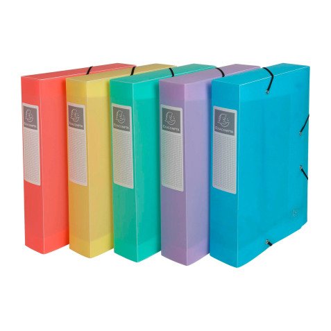 Chemise box plastique Exacompta Chromaline 25 x 33 cm dos 6 cm couleurs assorties pastel