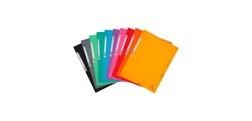 Chemise mit elastischem Gummiband, 3 Klappen, glänzendes Kartonmaterial Exacompta 24 x 32 cm, Rücken 2 cm, verschiedene Farben