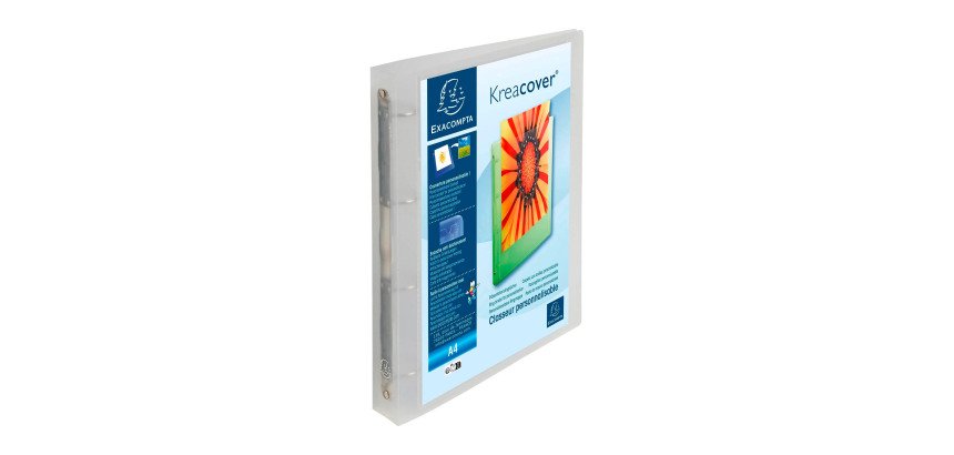 Classeur 4 anneaux plastifié Exacompta KREACOVER® Chromaline personnalisable A4+ Maxi - Dos 4 cm