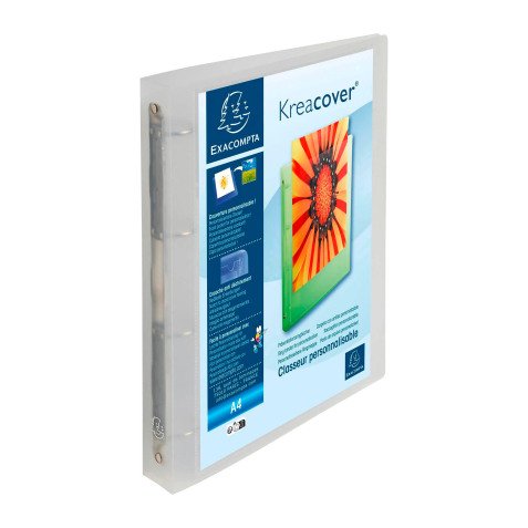 Classeur 4 anneaux plastifié Exacompta KREACOVER® Chromaline personnalisable A4+ Maxi - Dos 4 cm