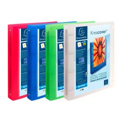 Binder 4 rings plasticized Exacompta KREACOVER® Chromaline customizable A4+ Maxi - Spine 4 cm